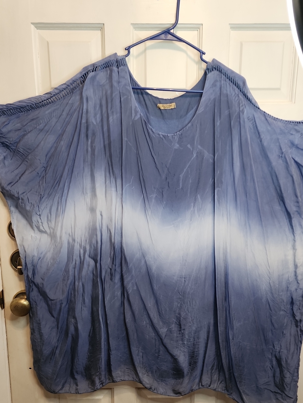 BEYOND CAPRI MADE IN ITALY Silk Smoky Blue Ombre Women’s Top Tunic Sheer